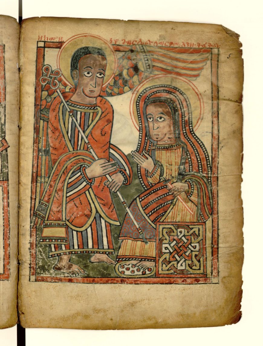 Annunciation, Ethiopien d'Abbadie 105, fol. 5, 15th century, Tigray, Ethiopia (Bibliothèque nationale de France)