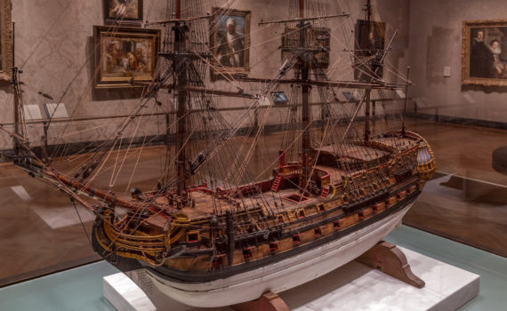 A model of the United East India Company ship (East Indiaman), "Valkenisse," 1717 (The Netherlands), wood with hemp, cotton rigging, 228.6 x 96.5 x 203.2 cm (Museum of Fine Arts, Boston)