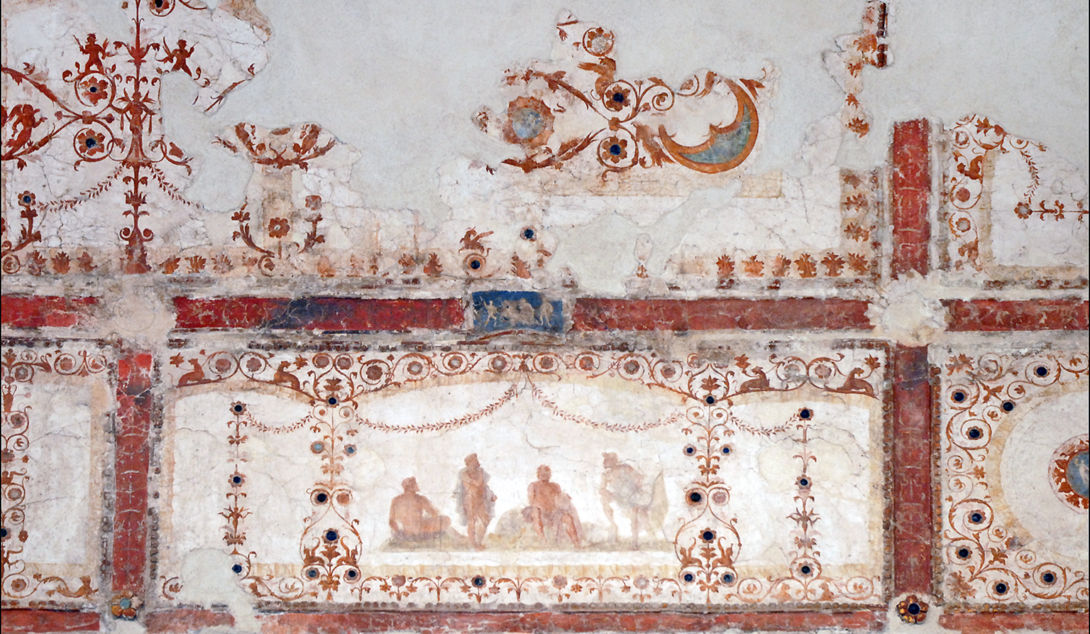 Decorative fresco from the Domus Transitoria on the Palatine Hill, Rome c. 60 C.E. (photo: dalbera, CC BY 2.0) <https://commons.wikimedia.org/wiki/File:Peintures_murales_de_la_Domus_Transitoria_(Rome)_(5979997231).jpg>