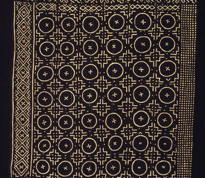 Guancho Diarra (dates unknown, Kolokani, Mali), woman’s wrapper, 1985, cotton, vegetal dye, 61 5/8 x 35 ½ inches (Newark Museum of Art)