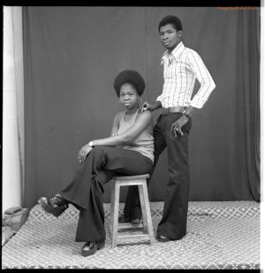 Malick Sidibé, A couple in profile, April 1975, 6x6cm black-and-white negative, © Malick Sidibé