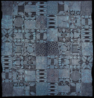 Woman’s wrapper, mid-20th century, unrecorded Yoruba artist, probably Ibadan, Nigeria, cotton plain weave, paste-resist dyed; 71 x 76 ½ inches (Museum of Fine Arts Boston)