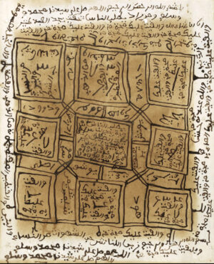 Amulet covered with Arabic script, Limba artist, mid-20th century, inks on paper, 46 x 14 x 1.1 cm (Smithsonian National Museum of African Art)
