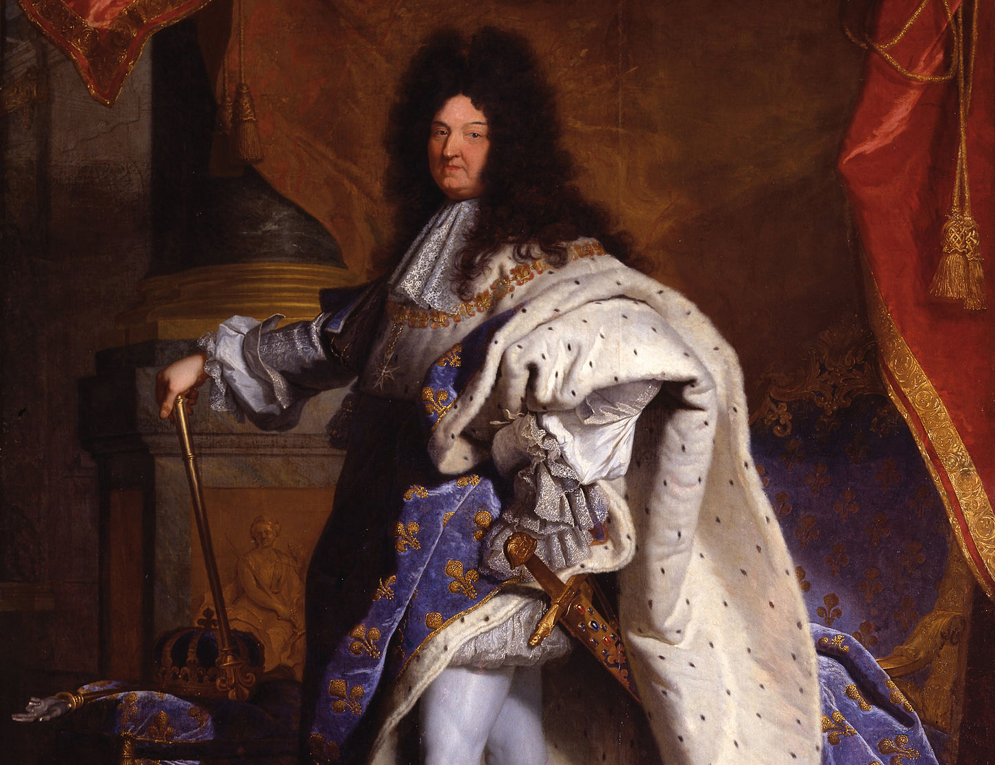 The king (detail), Hyacinthe Rigaud, Louis XIV, 1701, oil on canvas, 27.7 x 33.95 cm (Musée du Louvre, Paris)