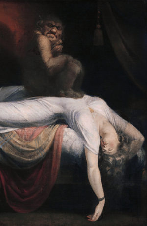 Henry Fuseli, The Nightmare (detail), 1781, oil on canvas, 180 × 250 cm (Detroit Institute of Arts)