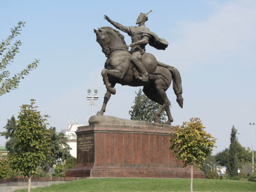Equestrian statue of Timur Lang [Amir Temur], By Ikhom Jabbarov, 1994, Tashkent, Uzbekistan (photo: Matthew Goulding, CC BY-NC-ND 2.0)