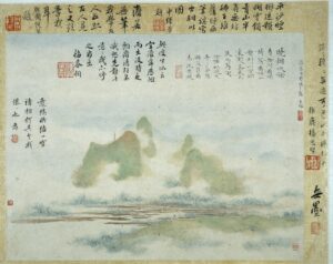 Hu Yukun 胡玉昆, Landscape in "boneless" style, mid-17th century, an album leaf painting, China (© Trustees of the British Museum)