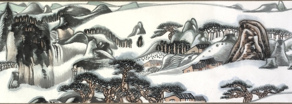 Zhu Xiuli, Landscape, c. 1985–89, handscroll, ink and colour on paper, 30.3 cm high, China (© Trustees of the British Museum)