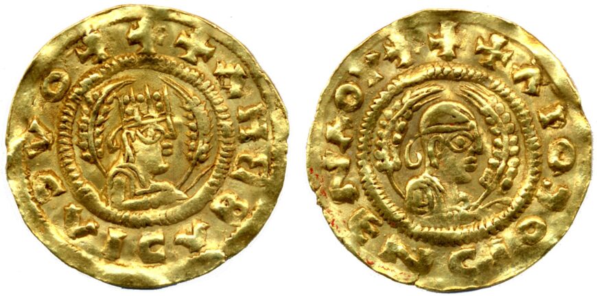Coin with bust of King Kaleb, c. 500–525, gold, Kingdom of Aksum (© Trustees of the British Museum)