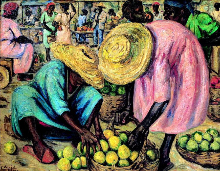 Celeste Woss y Gil, Mercado, 1944, oil on cardboard, 73 X 94.5 (Museo de Arte Moderno, Santo Domingo)