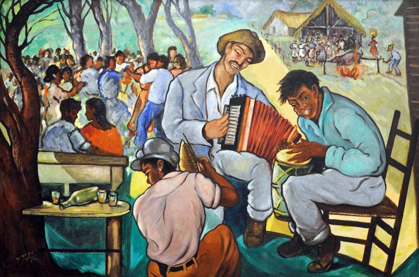 Yoryi Morel, Fiesta campesina, 1959, oil on canvas,106 x 160 cm ( Centro Cultural Eduardo León Jimenes, Santiago de los Caballeros)