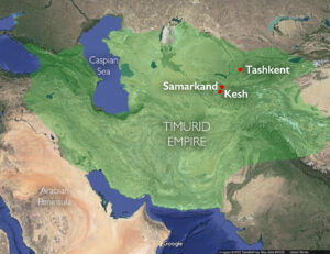 Timurid Dynasty at its greatest extent (underlying map © Google) 