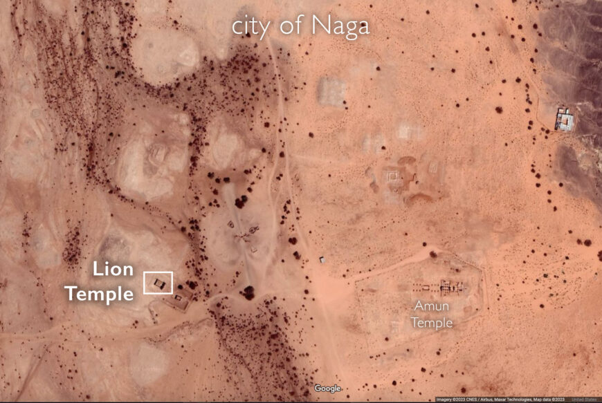 Map of the ancient city of Naga, Sudan (underlying map © Google)