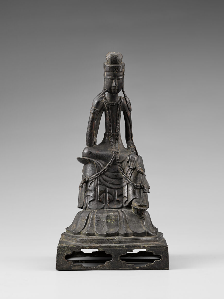 Pensive Bodhisattva, Three Kingdoms Period, Korea, gilt-bronze, 28.2 cm high (The National Museum of Korea, Treasure 331)