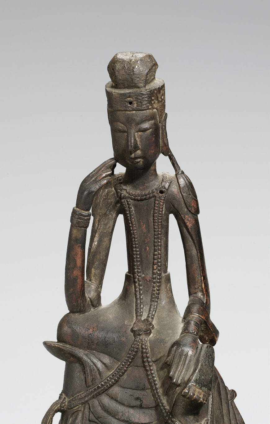 Pensive Bodhisattva (detail), Three Kingdoms Period, Korea, gilt-bronze, 28.2 cm high (The National Museum of Korea, Treasure 331)