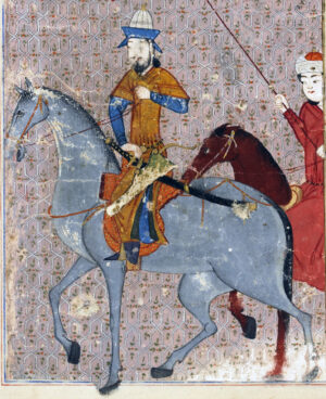 Timur’s entry into Samarkand, page from a copy of the Zafarnama by Yazdi, c. 1436, opaque watercolor, ink, and gold on paper, 25.9 x 13.2 cm, Iran (Shiraz) (Freer Gallery of Art, Smithsonian Institution, Washington, D.C.)
