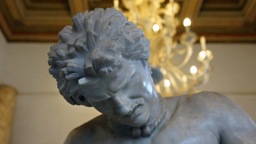 Dying Gaul (detail), Roman marble copy (1st century B.C.E.) of a Greek sculpture (c. 220 B.C.E), found in Rome in the early 1600s, 93 x 89 x 186.5 cm (Musei Capitolini, Rome; photo: Steven Zucker, CC BY-NC-SA 2.0)