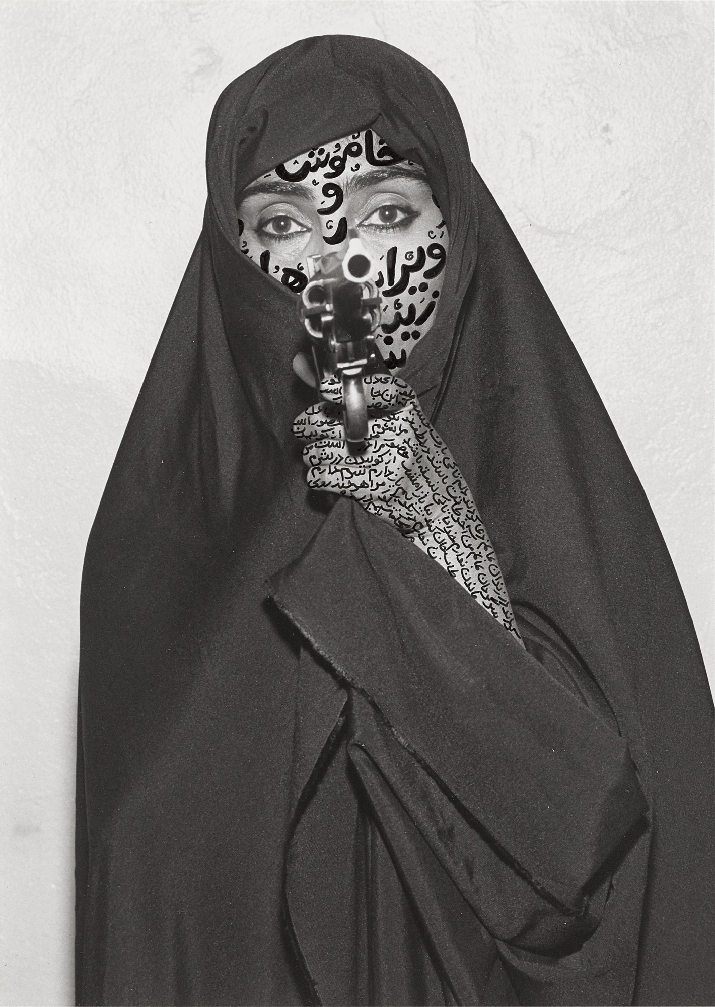 Shirin Neshat, Faceless, Women of Allah series, 1994, ink and black and white print on RC paper (courtesy Barbara Gladstone Gallery, New York and Brussels) © Shirin Neshat