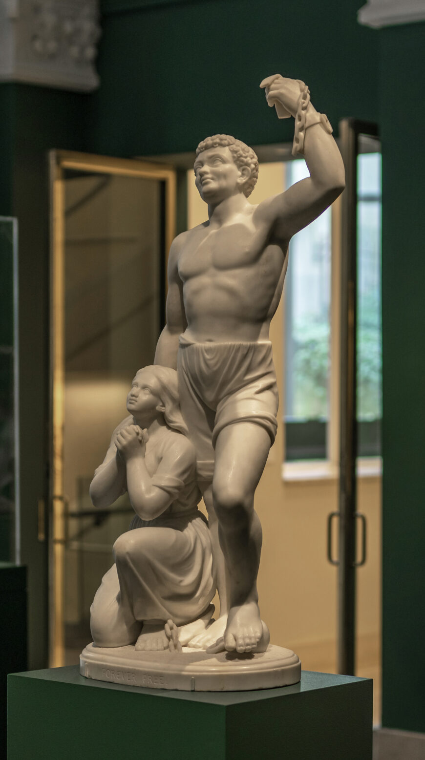 Edmonia Lewis, Forever Free, 1867, Carrara marble, 106 x 57.2 cm, 31.4 cm in diameter (Howard University Gallery of Art, Washington, D.C., photo: Steven Zucker, CC BY-NC-SA 2.0)