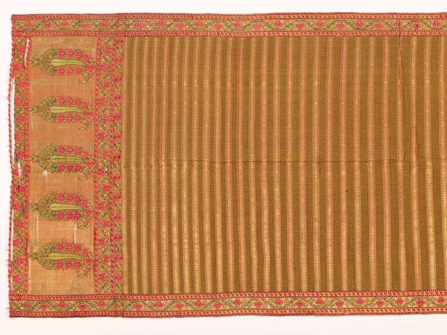 Floral and paisley designs (detail), Patka (man's sash), 1750–1800 (Mughal empire, India), silk, metallic-wrapped thread, 322.6 cm long (Museum of Art, Rhode Island School of Design, Providence)