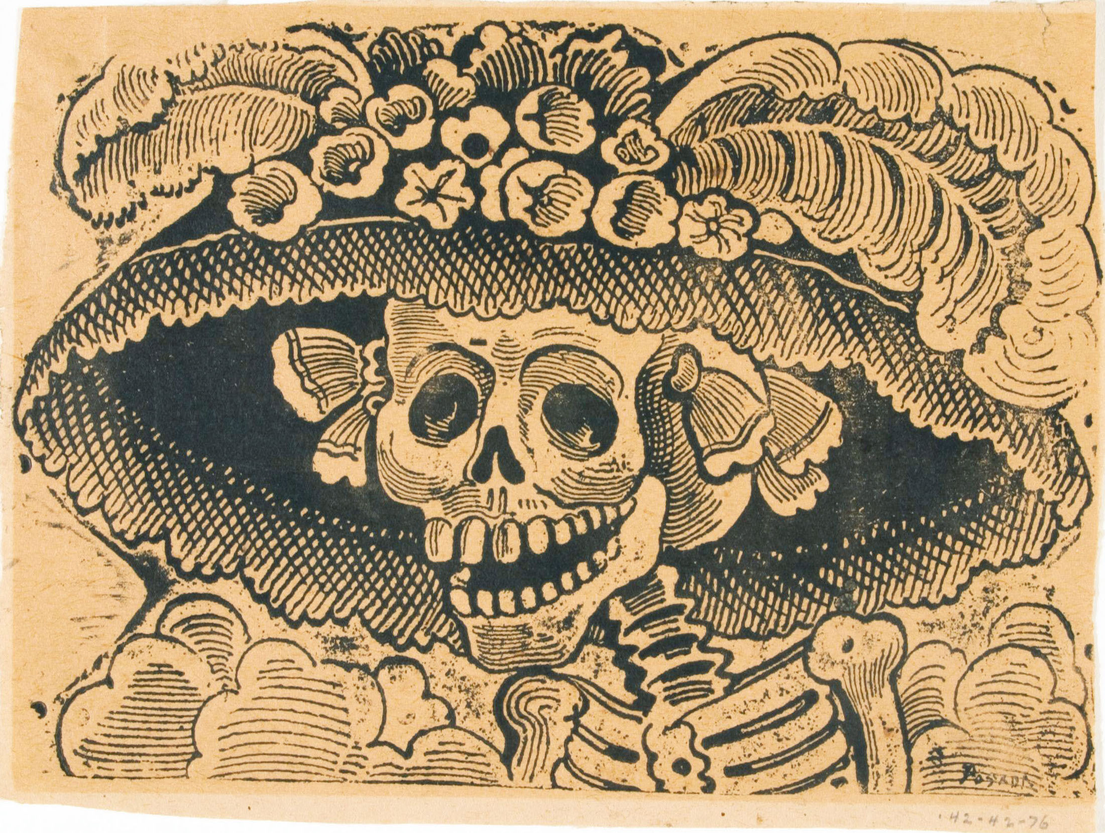 José Guadalupe Posada, La Calavera Catrina, 1913, etching (zinc), 11 x 15.6 cm (Philadelphia Museum of Art)