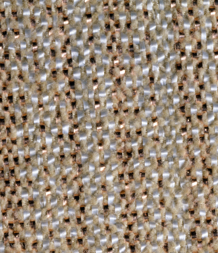 Anni Albers, Drapery material for the Rockefeller Guest House (close view), 1944, lurex, cellophane, and cotton chenille (photo: Dr. Sarah Mills) © 2023 The Josef and Anni Albers Foundation