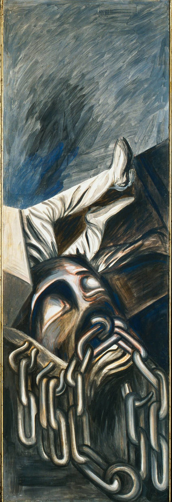 Detail, José Clemente Orozco, Dive Bomber and Tank, 1940, fresco, six panels, 275 x 91.4 cm each, 275 x 550 cm overall (The Museum of Modern Art, New York)