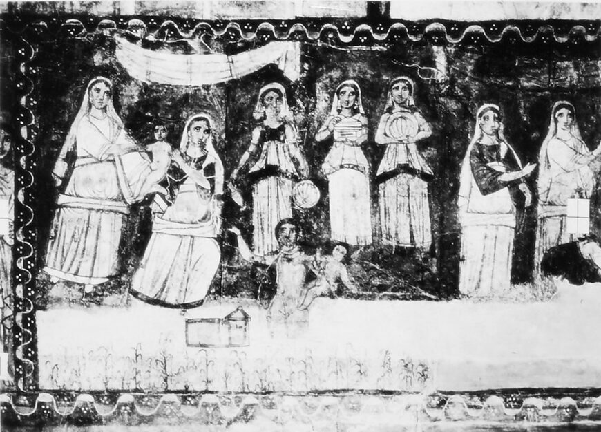 Infancy of Moses and the Pharaoh’s daughter, left half, west wall, synagogue, 3rd century C.E., Dura-Europos, Syria (Yale University Archive)