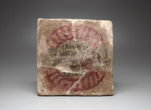 Tile with Greek Inscription in Wreath, 245 C.E., synagogue, Dura-Europos (Yale University Art Gallery)