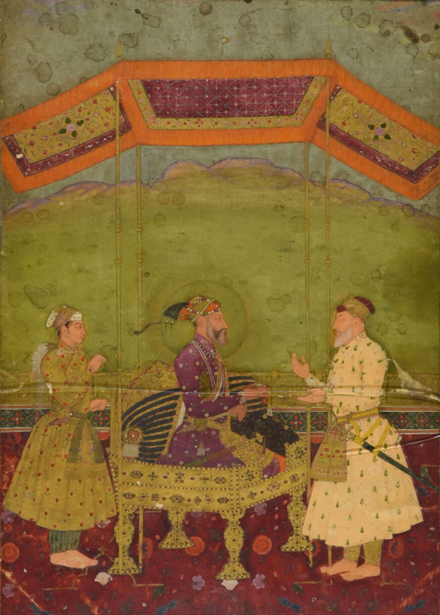 Alamgir I (Aurangzeb) Receives his Wazir, c. 1675–1700, opaque watercolor and gold paint, 30.7 x 22.7 cm (Royal Collection Trust)