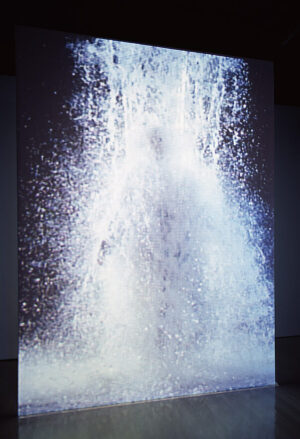 Bill Viola, The Crossing, 1996, two-channel color video installation, with four channels of sound; 10 min., 57 sec.; performer: Phil Esposito, 4.9 x 8.4 x 17.4 m (Guggenheim Museum) © Bill Viola