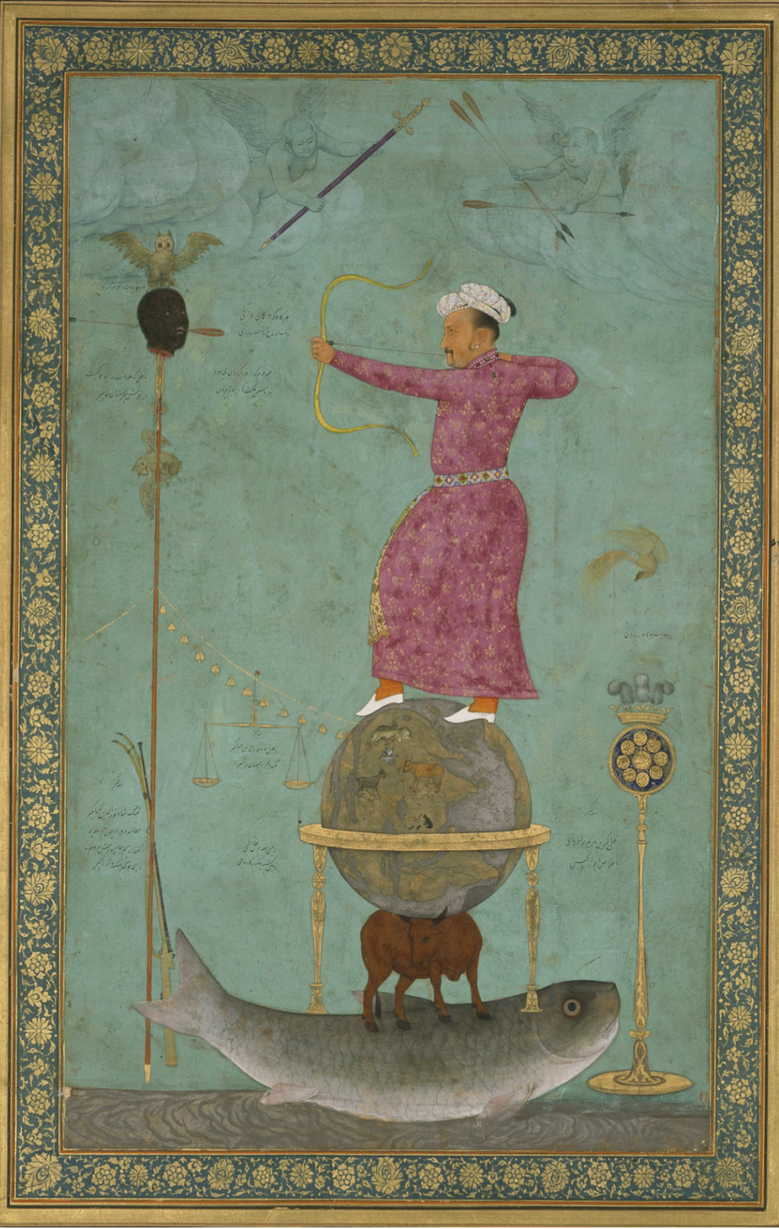 Abuʾl Hasan, Jahangir Shoots Malik Ambar, c. 1620, gouache on paper, 25.8 x 16.5 cm (Chester Beatty Library, Dublin)