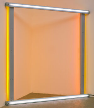 Dan Flavin, Untitled (to the "innovator" of Wheeling Peachblow), 1968, fluorescent light and metal fixtures, 245 x 244.3 x 14.5 cm (The Museum of Modern Art, New York) © 2023 Estate of Dan Flavin