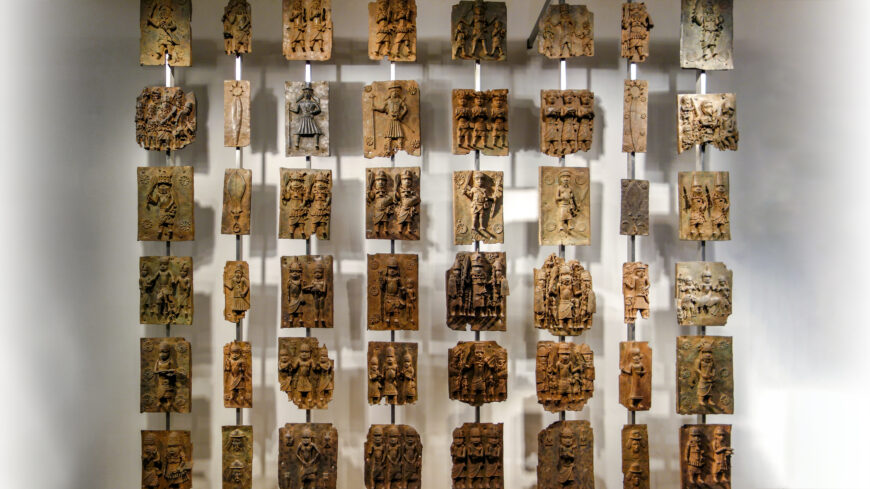 Plaques from Benin City on display at the British Museum (photo: Steven Zucker, CC BY-NC-SA 2.0)