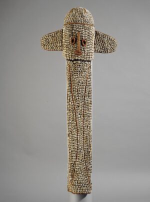 Elephant mask, acquired 1954, Bamileke peoples, cloth, fibre and cowrie shells, 135 x 55 x 25 cm (© The Trustees of the British Museum, London)