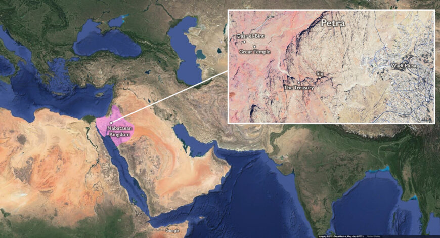 Map of Petra (underlying map © Google)