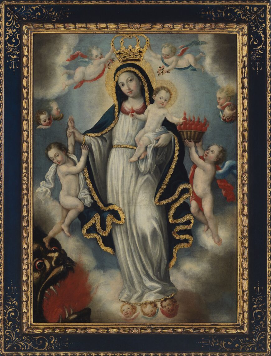 Unidentified artist, Our Lady of the Light, late 18th century, oil and gold on canvas, 27 1/2 x 19 5/8 inches (Collection of the Carl & Marilynn Thoma Foundation)