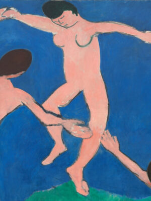 Dancer on a green field with a blue backdrop (detail), Henri Matisse, Dance I, 1909, oil on canvas, 259.7 x 390 cm (The Museum of Modern Art, New York)