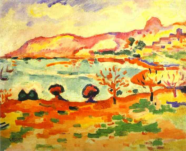 Georges Braque, Landscape of l'Estaque, 1907, oil on canvas, 37 x 46 cm (Musée d'Art moderne, Troyes, France)