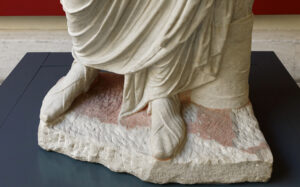 Shoes (detail), Augustus as Pontifex Maximus, after 12 B.C.E., marble, 208 cm high, found in the Via Labicana, Rome (Palazzo Massimo Alle Terme, Rome; photo: Steven Zucker, CC BY-NC-SA 2.0)