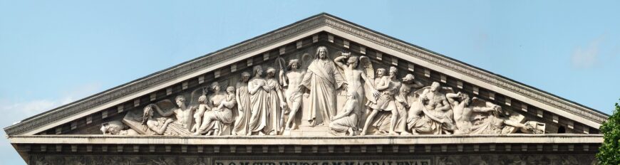 Henri Lemaire, Last Judgment pediment, Church of La Madeleine, 1829–42, Place de la Madeleine, Paris (photo: Siren-Com, CC BY-SA 4.0)