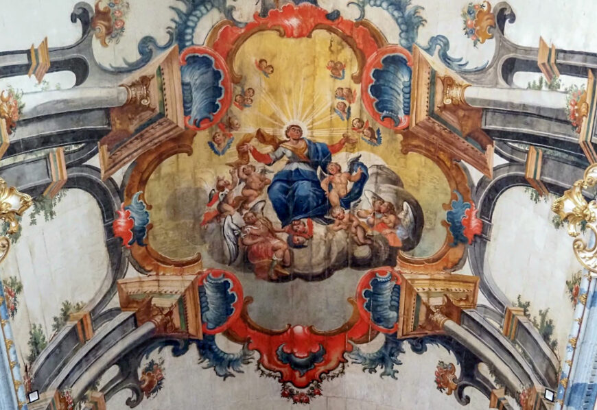 Manoel da Costa Ataíde, chancel ceiling painting, Church of Our Lady of the Rosary of the Blacks in Mariana, c. 1823–26 (photo: courtesy of Miguel Valerio, photographed June 2022, all rights reserved)
