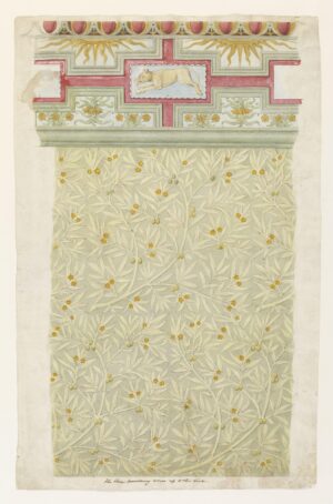 Philip Webb, Design for the wall-decoration and cornice in the Green Dining Room, c. 1866, pencil and watercolor (Victoria and Albert Museum, London)