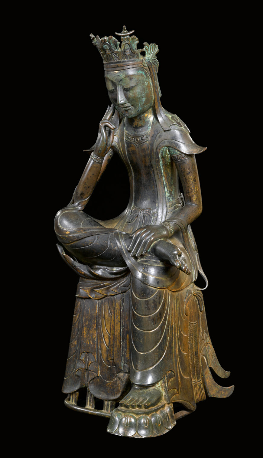 Pensive bodhisattva, late 6th century (Three Kingdoms period), gilt-bronze, 83.2 cm high, National Treasure 78 (National Museum of Korea, Seoul)