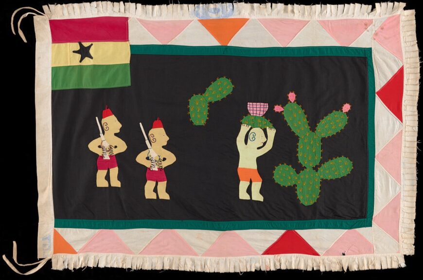 West African asafo flag, mid-20th century (Fante people; Ghana), textile, 111.76 x 157.48 cm (The George Washington University Museum and The Textile Museum, Washington, D.C.)