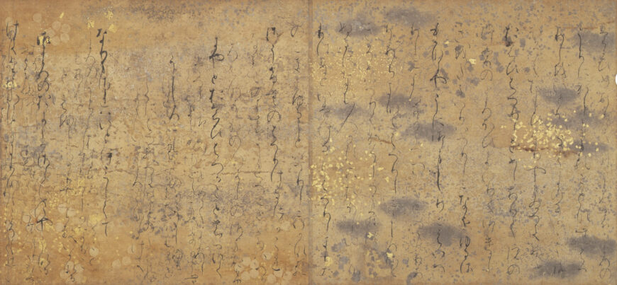 Hiragana script, Chapter Kashiwagi Ⅱ (detail), Genji Monogatari Emaki (scroll), c. 1130, ink and color on paper, 22 x 23 cm (Tokugawa Art Museum, Nagoya)