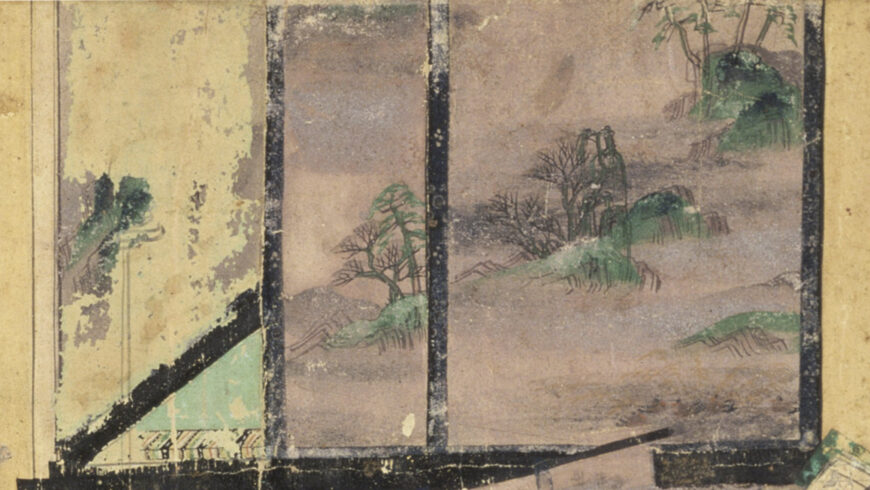 Fusuma (detail), Genji Monogatari Emaki (scroll), c. 1130, ink and color on paper, 22 x 23 cm (Tokugawa Art Museum, Nagoya)