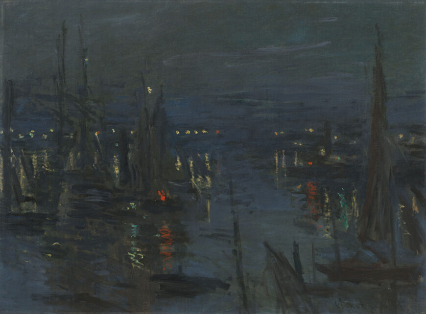 Claude Monet, The Port of Le Havre, Night Effect, 1872, oil on canvas, 60 x 81 cm (Museum Barberini, Potsdam)