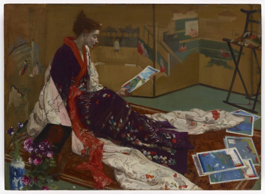 James McNeill Whistler, Caprice in Purple and Gold: The Golden Screen, 1864, oil on wood panel, 50.1 × 68.5 cm (National Museum of Asian Art)