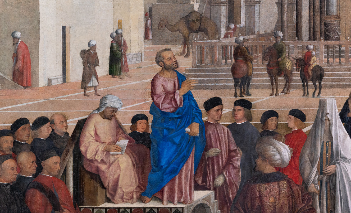 Gentile Bellini and Giovanni Bellini, <em>Saint Mark Preaching in Alexandria</em>